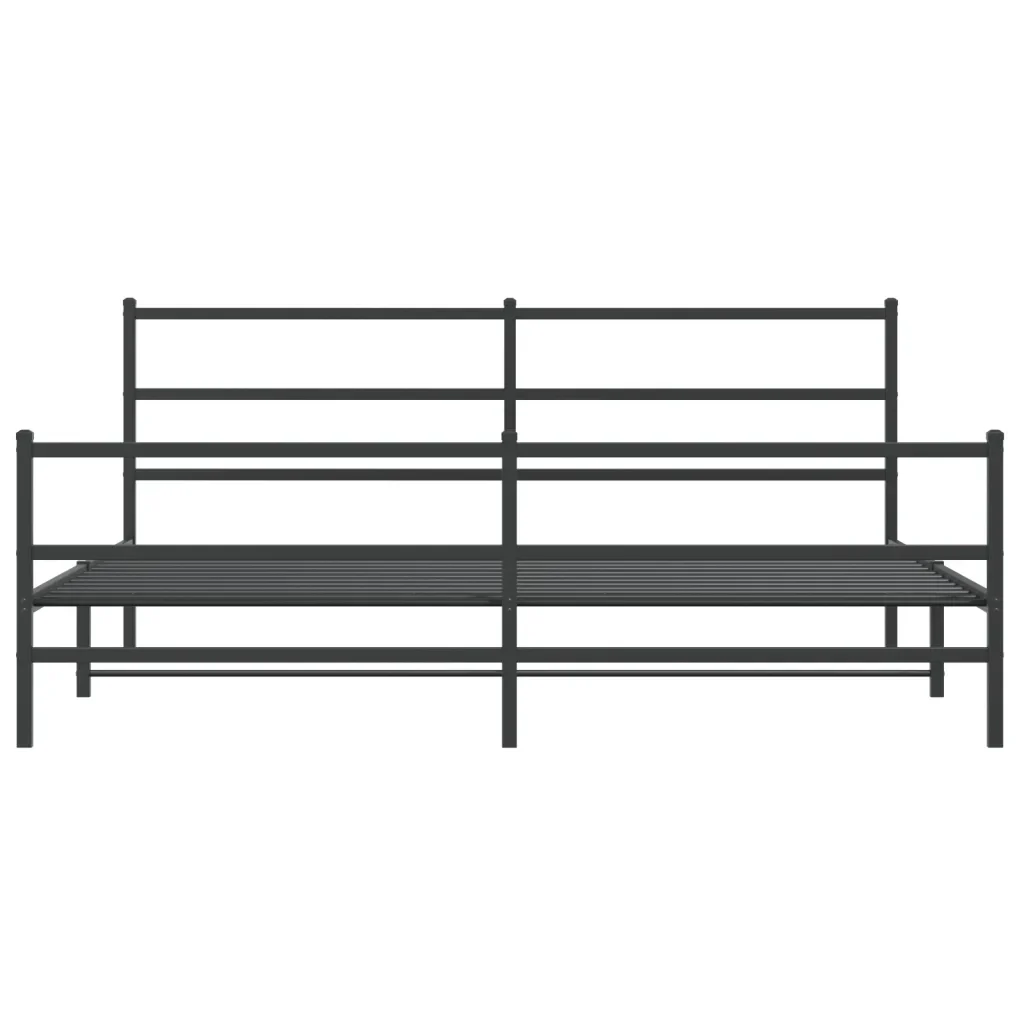 Letto matrimoniale | Letto per adulti | Giroletto con Testiera e Pediera Metallo Nero 183x213 cm - Image 5