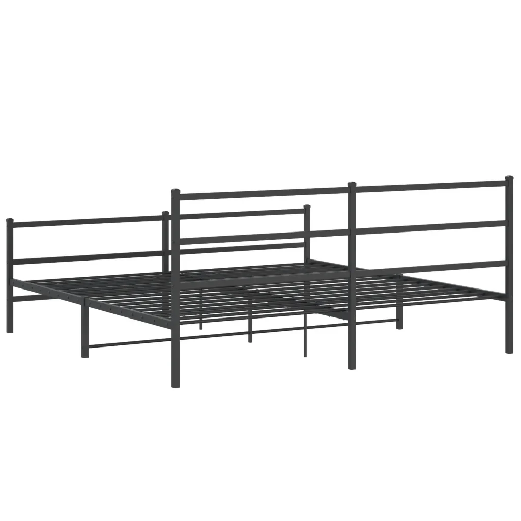 Letto matrimoniale | Letto per adulti | Giroletto con Testiera e Pediera Metallo Nero 183x213 cm - Image 7