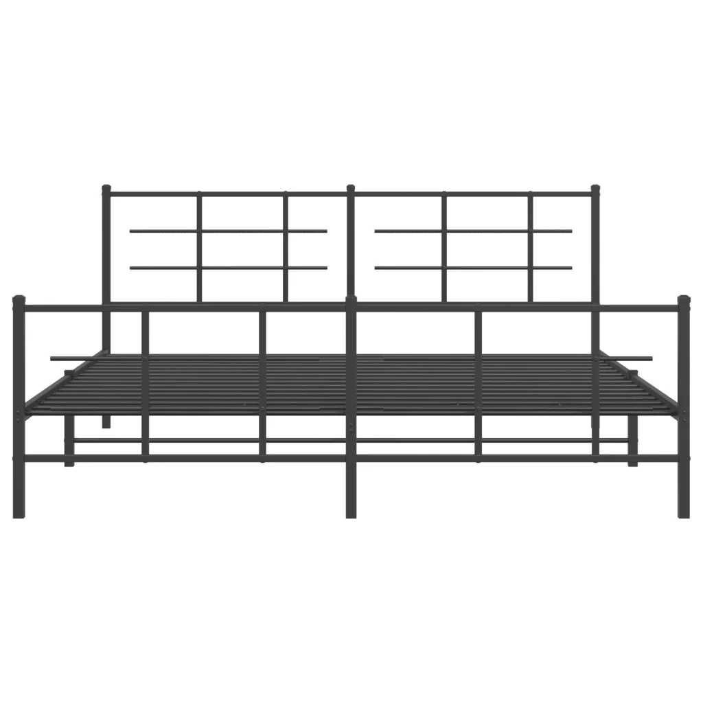 Letto matrimoniale | Letto per adulti | Giroletto con Testiera e Pediera Metallo Nero 183x213 cm - Image 5