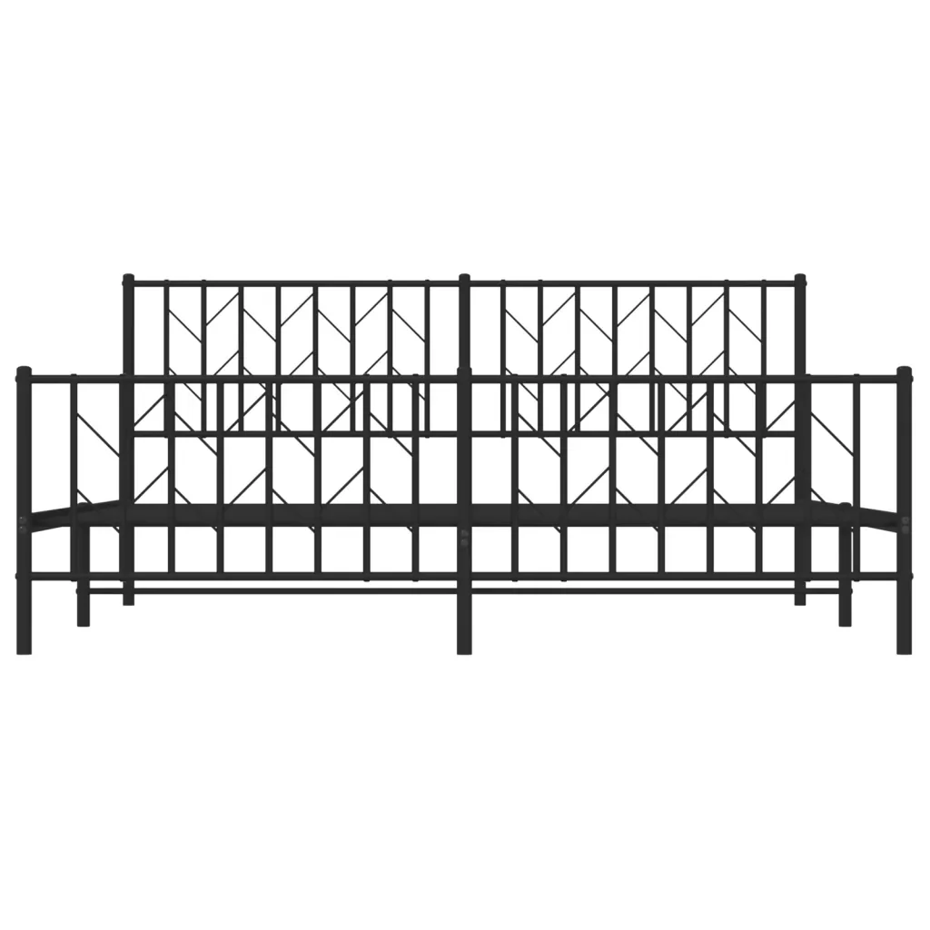 Letto matrimoniale | Letto per adulti | Giroletto con Testiera e Pediera Metallo Nero 183x213 cm - Image 5