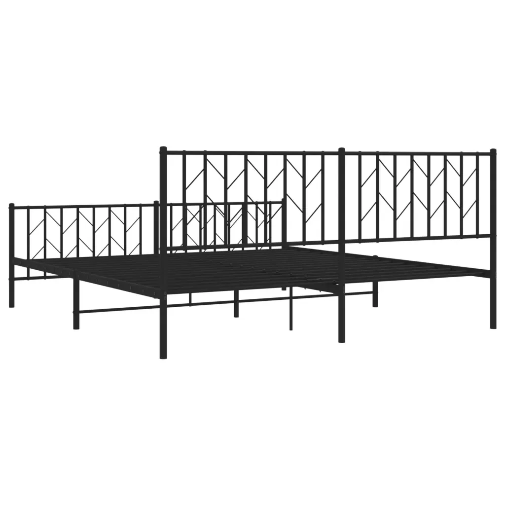 Letto matrimoniale | Letto per adulti | Giroletto con Testiera e Pediera Metallo Nero 183x213 cm - Image 7