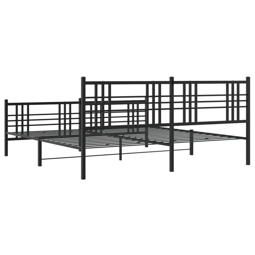 Letto matrimoniale | Letto per adulti | Giroletto con Testiera e Pediera Metallo Nero 183x213 cm - Image 6