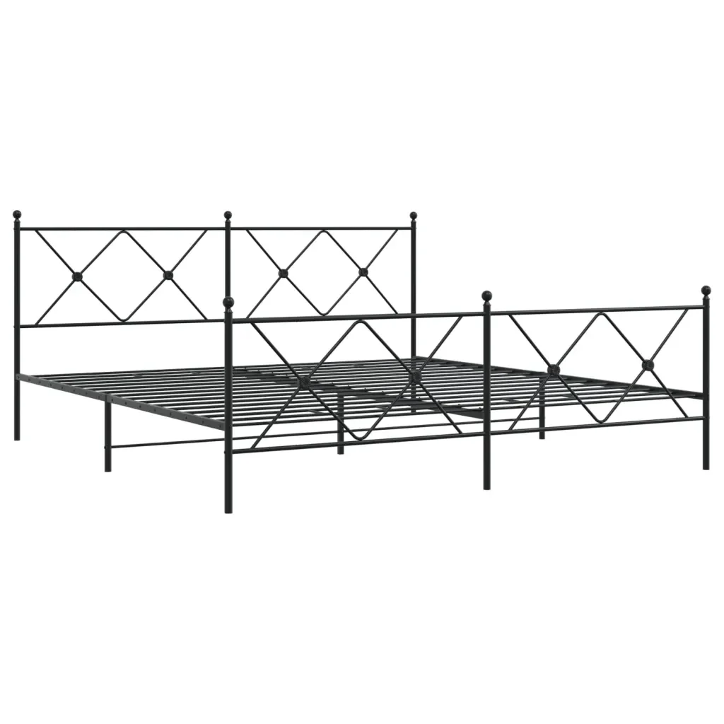 Letto matrimoniale | Letto per adulti | Giroletto con Testiera e Pediera Metallo Nero 183x213 cm - Image 4