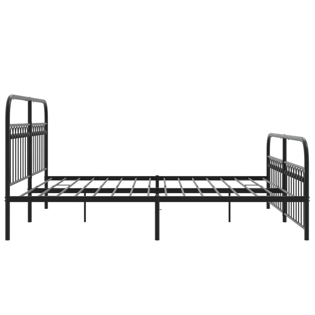 Letto matrimoniale | Letto per adulti | Giroletto con Testiera e Pediera Metallo Nero 183x213 cm - Image 5