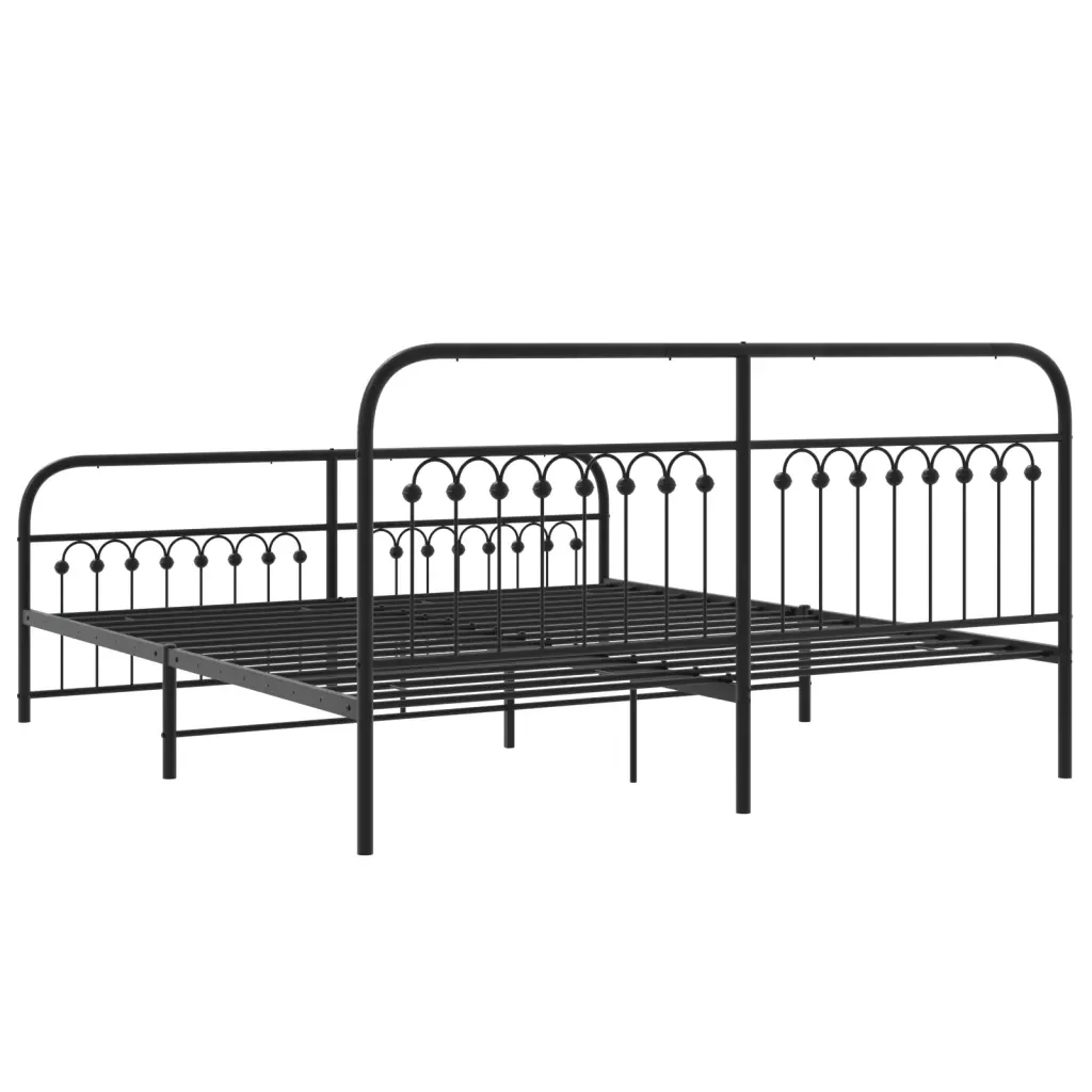 Letto matrimoniale | Letto per adulti | Giroletto con Testiera e Pediera Metallo Nero 183x213 cm - Image 6