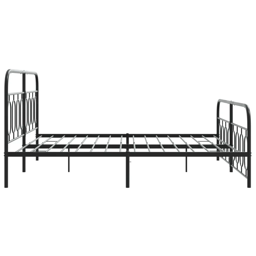 Letto matrimoniale | Letto per adulti | Giroletto con Testiera e Pediera Metallo Nero 183x213 cm - Image 5