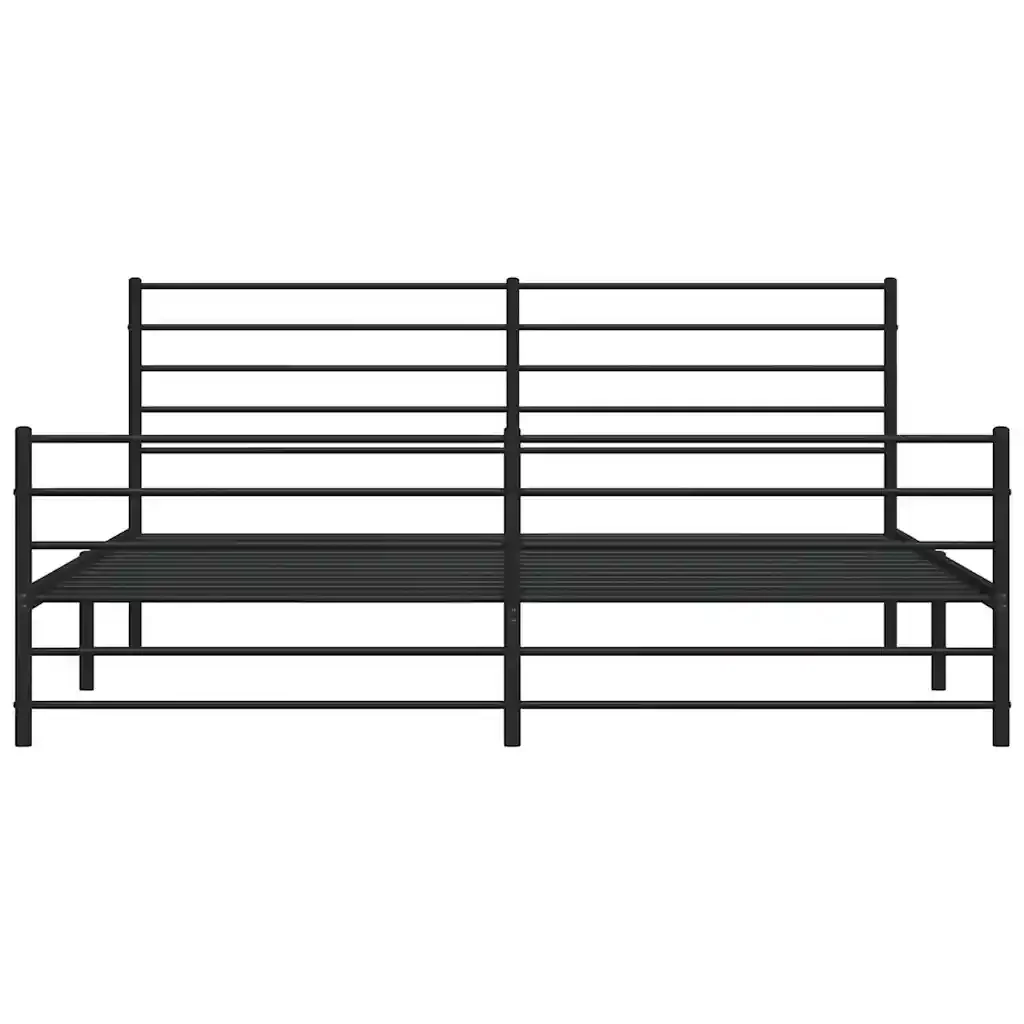 Letto matrimoniale | Letto per adulti | Giroletto con Testiera e Pediera Metallo Nero 183x213 cm - Image 6