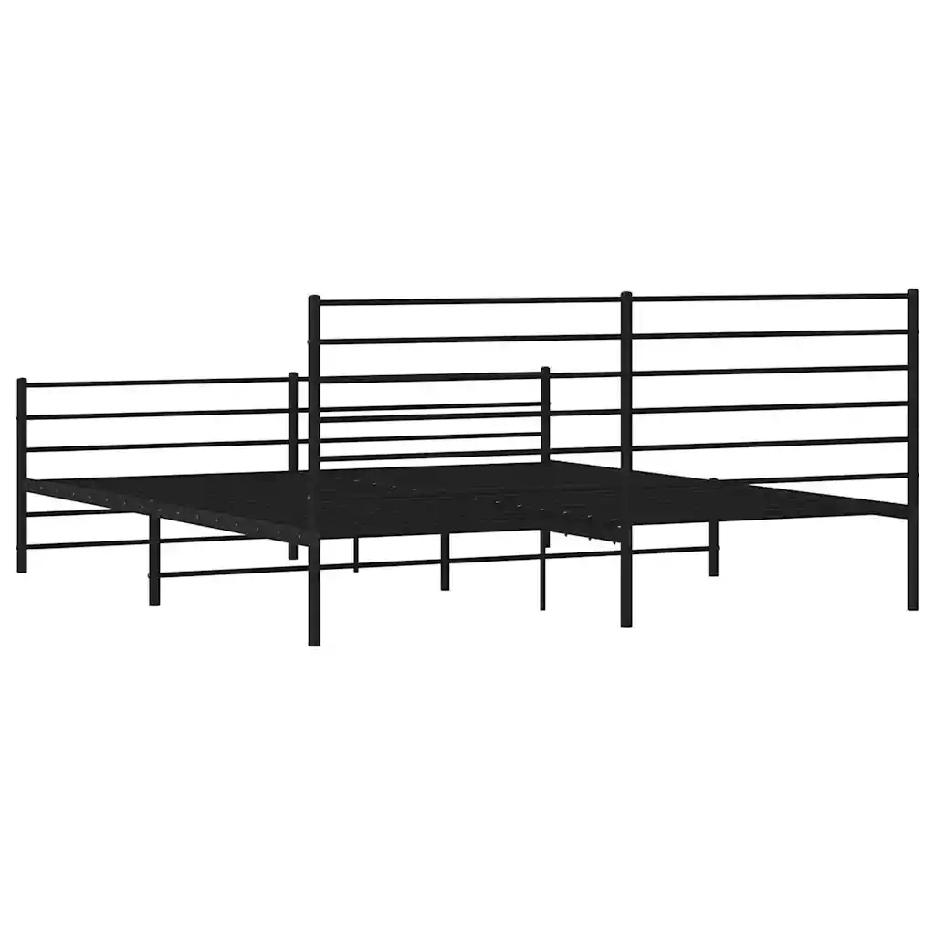 Letto matrimoniale | Letto per adulti | Giroletto con Testiera e Pediera Metallo Nero 183x213 cm - Image 8