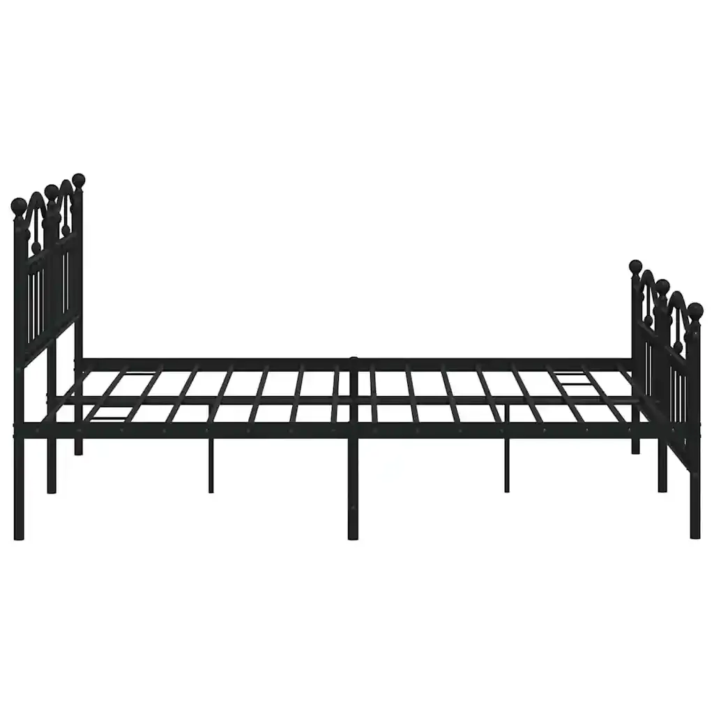 Letto matrimoniale | Letto per adulti | Giroletto con Testiera e Pediera Metallo Nero 183x213 cm - Image 7