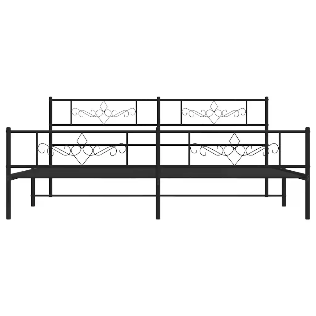 Letto matrimoniale | Letto per adulti | Giroletto con Testiera e Pediera Metallo Nero 183x213 cm - Image 6