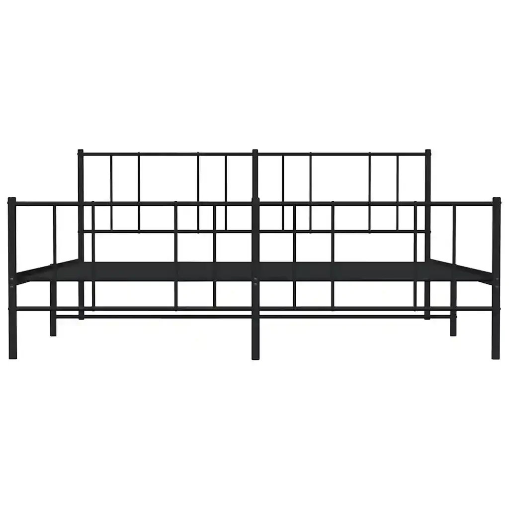 Letto matrimoniale | Letto per adulti | Giroletto con Testiera e Pediera Metallo Nero 193x203 cm - Image 6