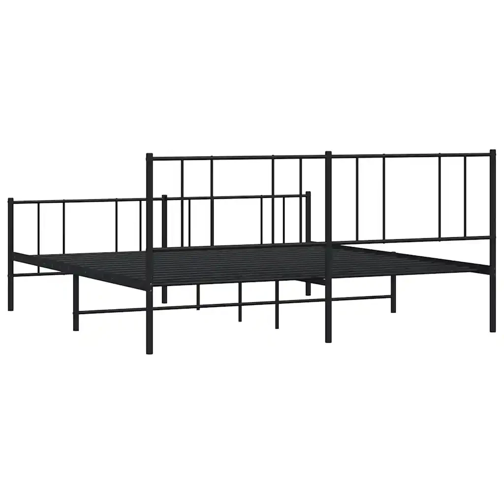Letto matrimoniale | Letto per adulti | Giroletto con Testiera e Pediera Metallo Nero 193x203 cm - Image 8