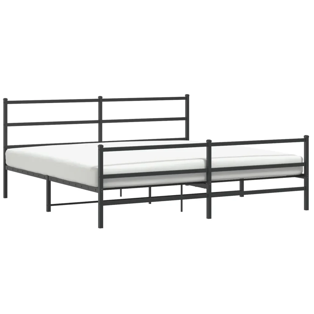 Letto matrimoniale | Letto per adulti | Giroletto con Testiera e Pediera Metallo Nero 193x203 cm