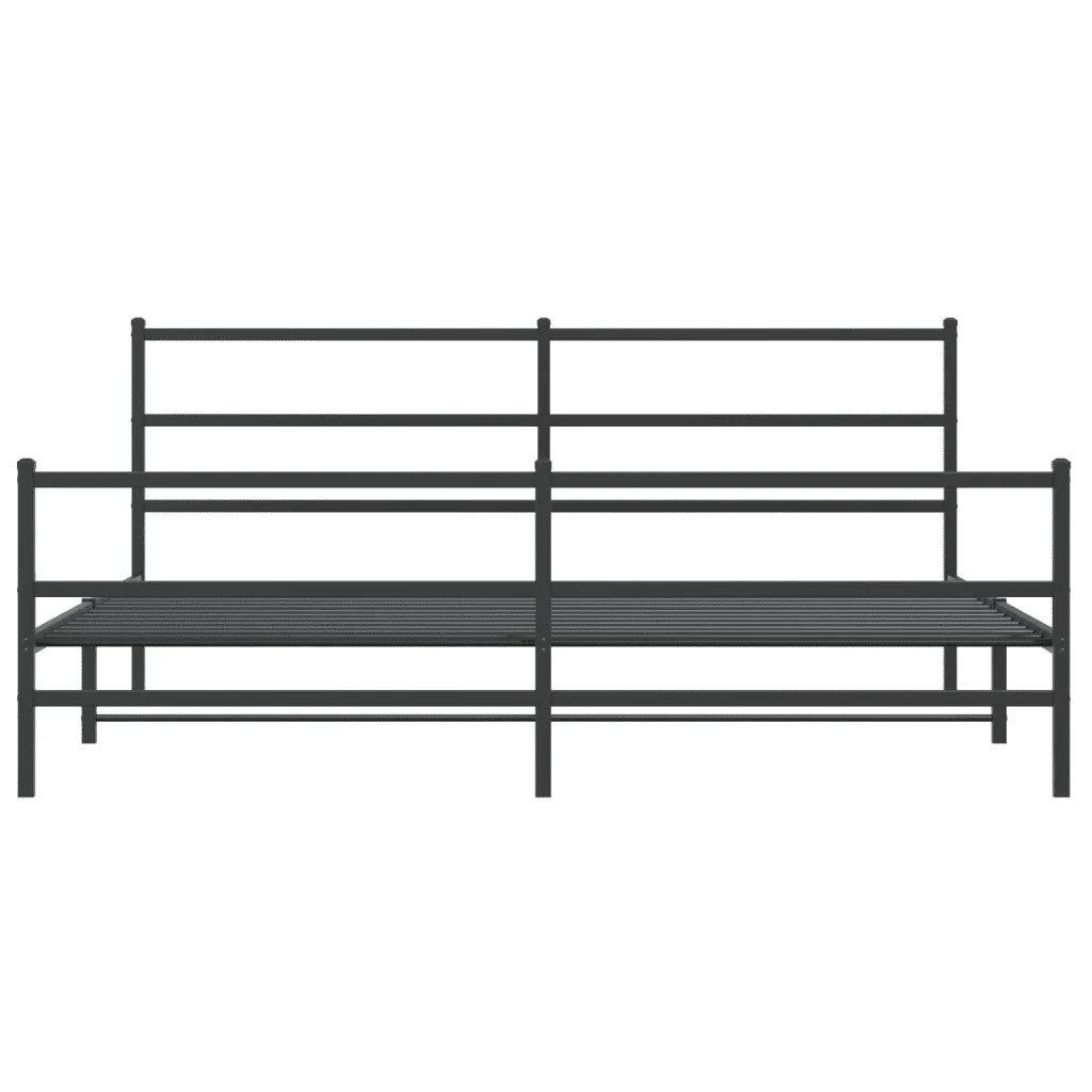 Letto matrimoniale | Letto per adulti | Giroletto con Testiera e Pediera Metallo Nero 193x203 cm - Image 5