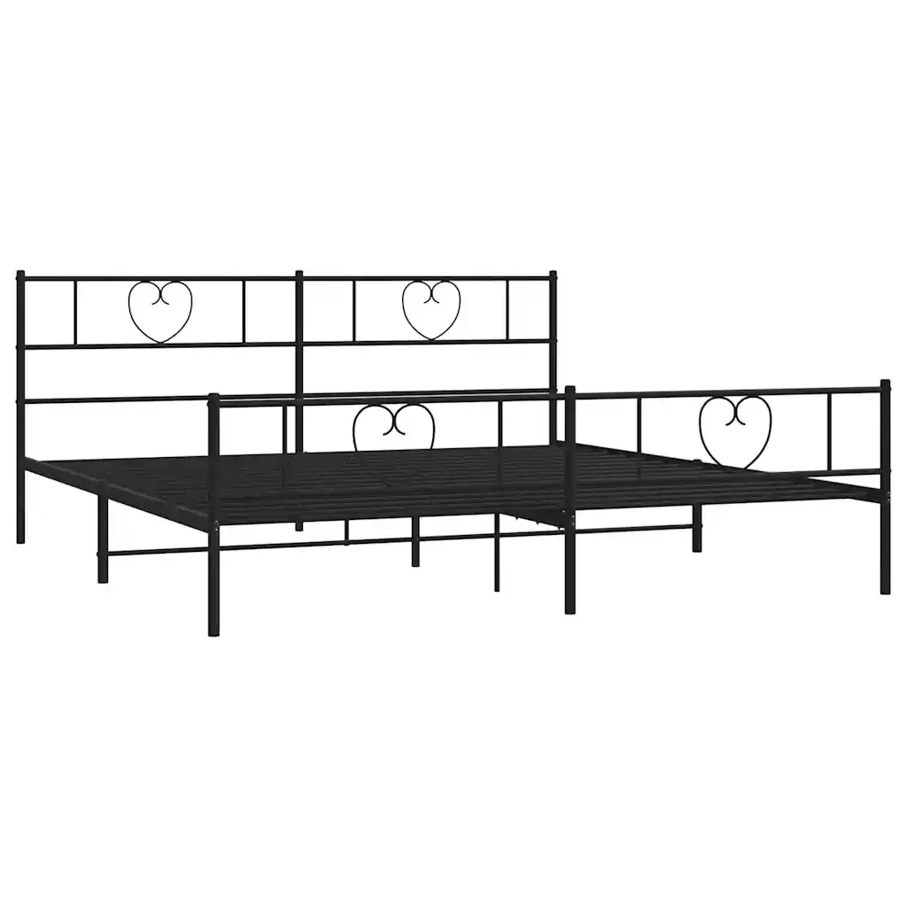 Letto matrimoniale | Letto per adulti | Giroletto con Testiera e Pediera Metallo Nero 193x203 cm - Image 5