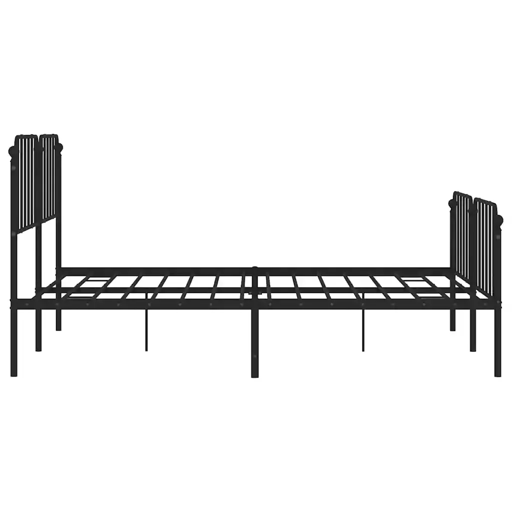 Letto matrimoniale | Letto per adulti | Giroletto con Testiera e Pediera Metallo Nero 193x203 cm - Image 6