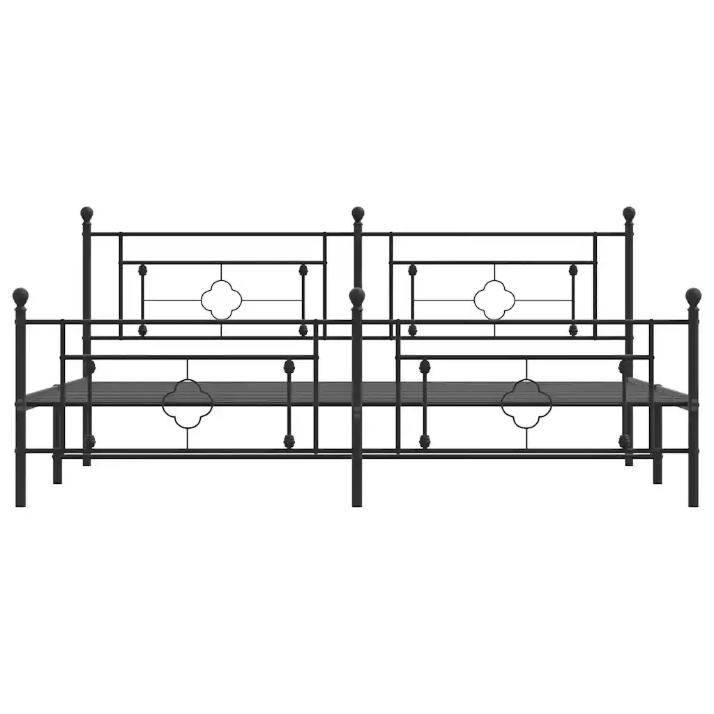 Letto matrimoniale | Letto per adulti | Giroletto con Testiera e Pediera Metallo Nero 193x203 cm - Image 6