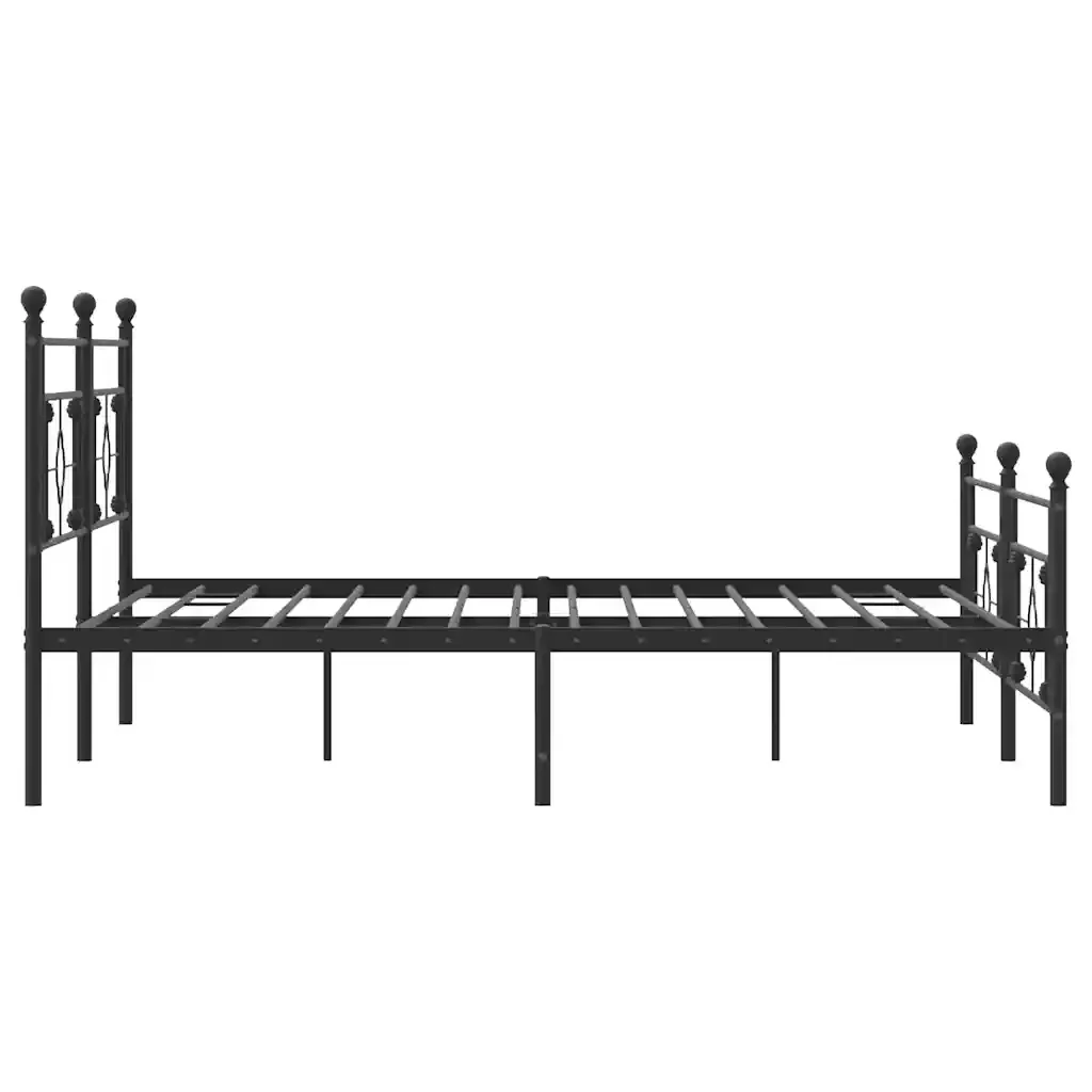 Letto matrimoniale | Letto per adulti | Giroletto con Testiera e Pediera Metallo Nero 193x203 cm - Image 7