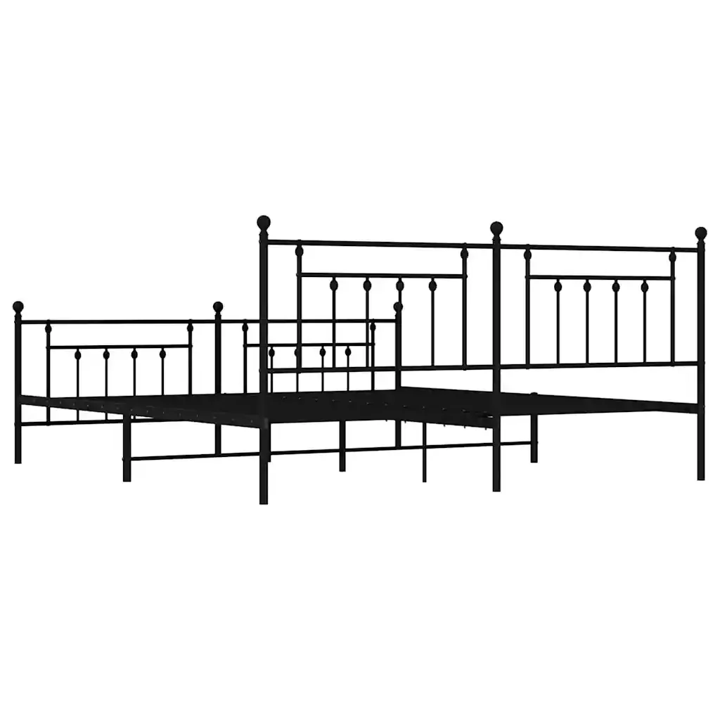 Letto matrimoniale | Letto per adulti | Giroletto con Testiera e Pediera Metallo Nero 193x203 cm - Image 8