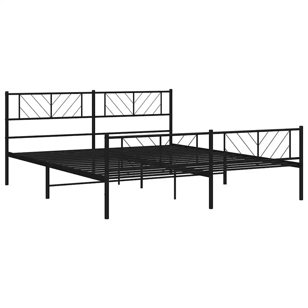 Letto matrimoniale | Letto per adulti | Giroletto con Testiera e Pediera Metallo Nero 193x203 cm - Image 5