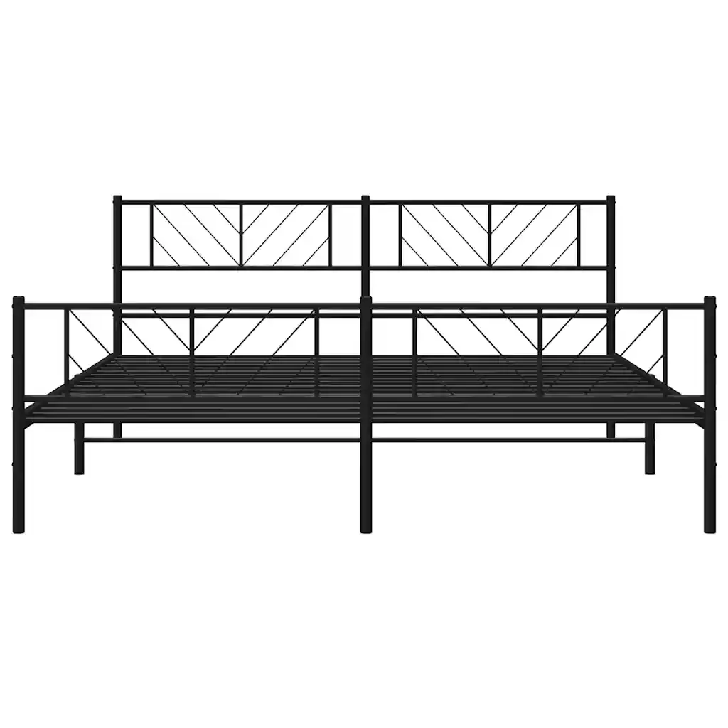 Letto matrimoniale | Letto per adulti | Giroletto con Testiera e Pediera Metallo Nero 193x203 cm - Image 6