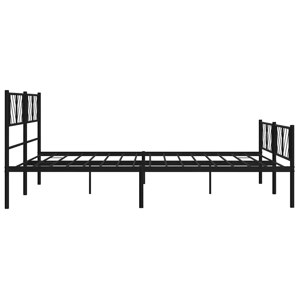 Letto matrimoniale | Letto per adulti | Giroletto con Testiera e Pediera Metallo Nero 193x203 cm - Image 7