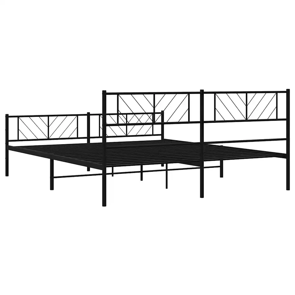 Letto matrimoniale | Letto per adulti | Giroletto con Testiera e Pediera Metallo Nero 193x203 cm - Image 8