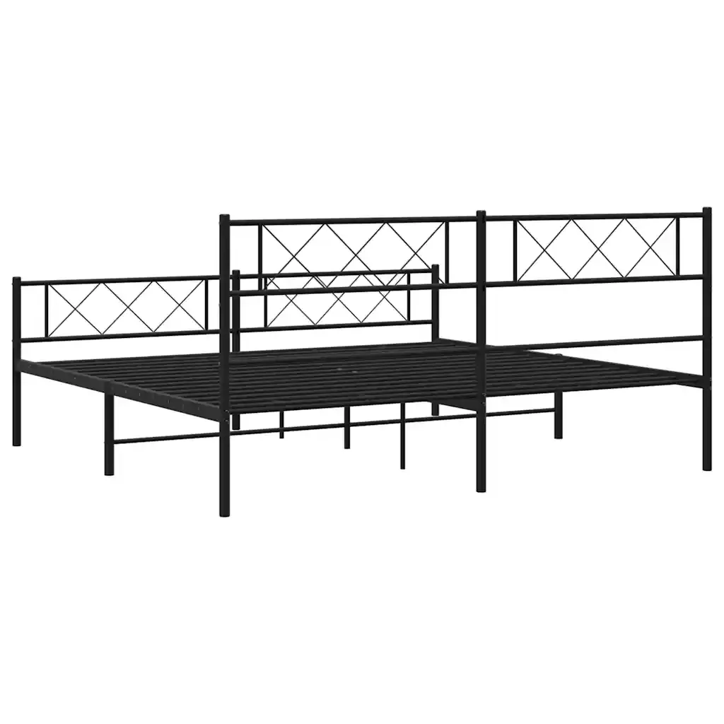 Letto matrimoniale | Letto per adulti | Giroletto con Testiera e Pediera Metallo Nero 193x203 cm - Image 8