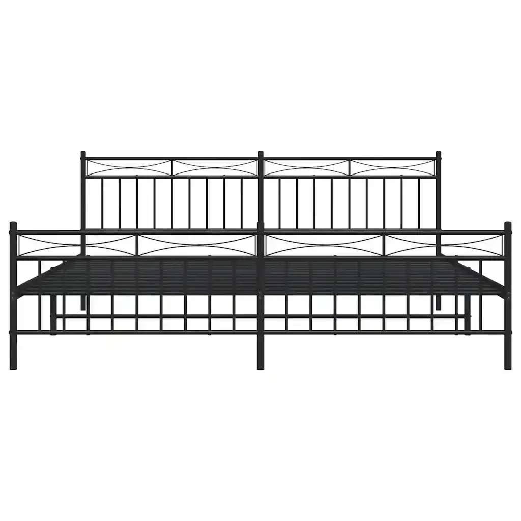 Letto matrimoniale | Letto per adulti | Giroletto con Testiera e Pediera Metallo Nero 193x203 cm - Image 6