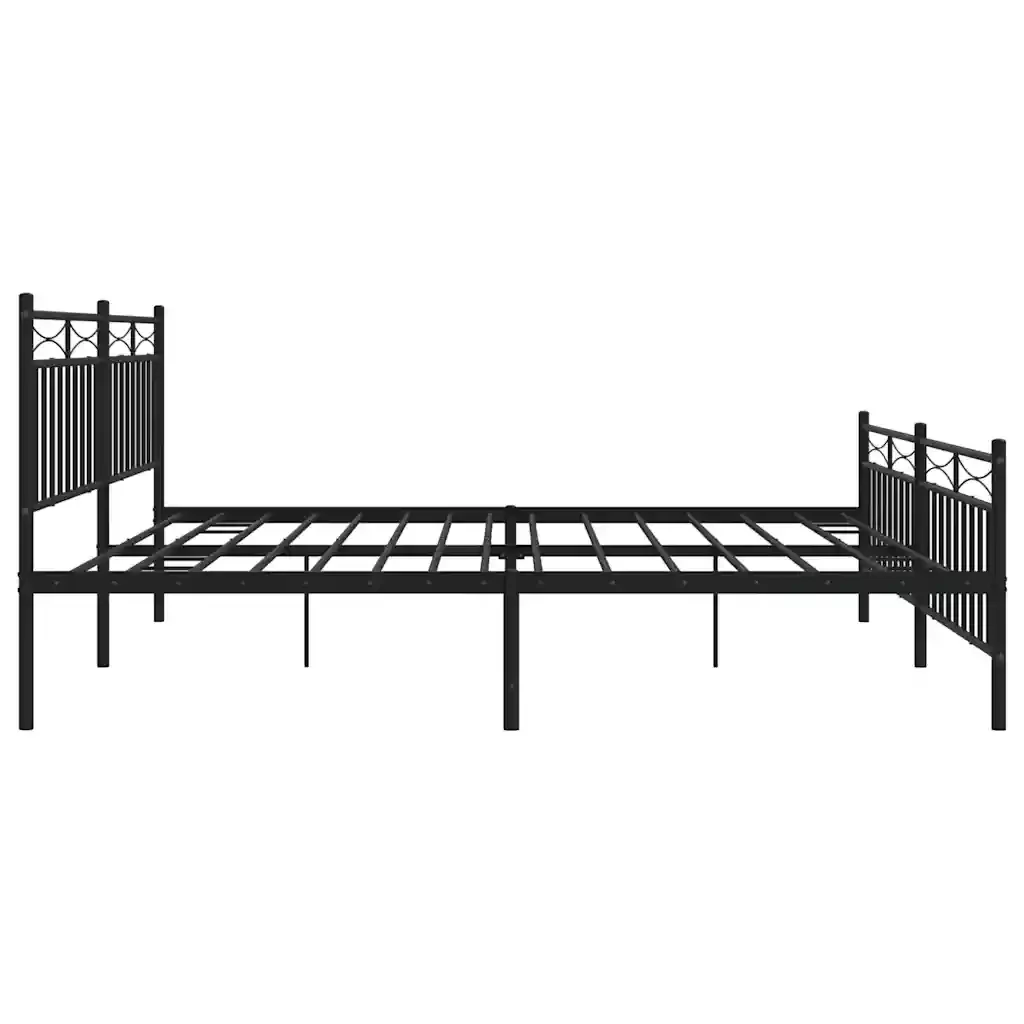 Letto matrimoniale | Letto per adulti | Giroletto con Testiera e Pediera Metallo Nero 193x203 cm - Image 7