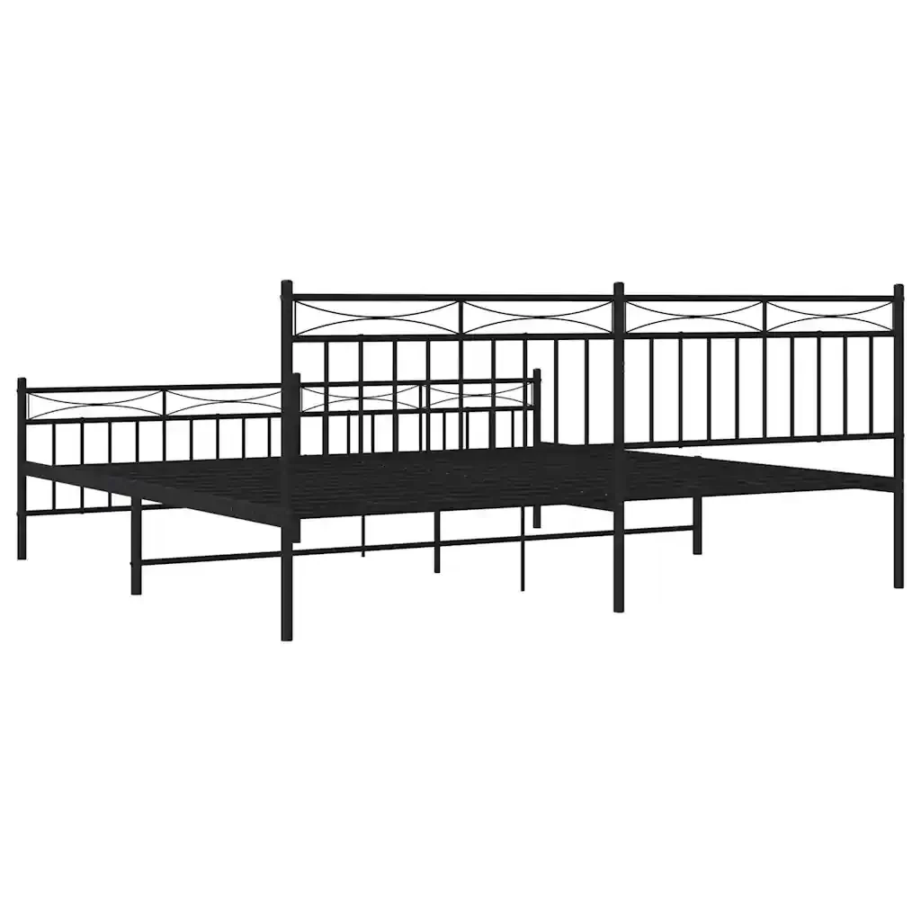 Letto matrimoniale | Letto per adulti | Giroletto con Testiera e Pediera Metallo Nero 193x203 cm - Image 8