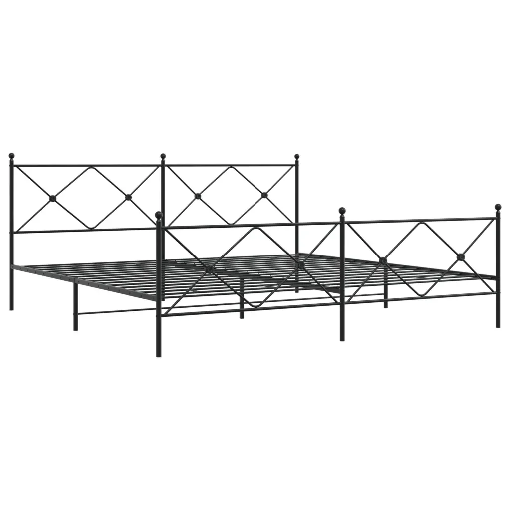 Letto matrimoniale | Letto per adulti | Giroletto con Testiera e Pediera Metallo Nero 193x203 cm - Image 3