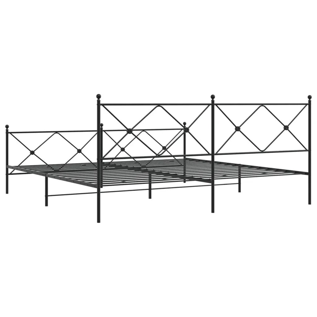 Letto matrimoniale | Letto per adulti | Giroletto con Testiera e Pediera Metallo Nero 193x203 cm - Image 6
