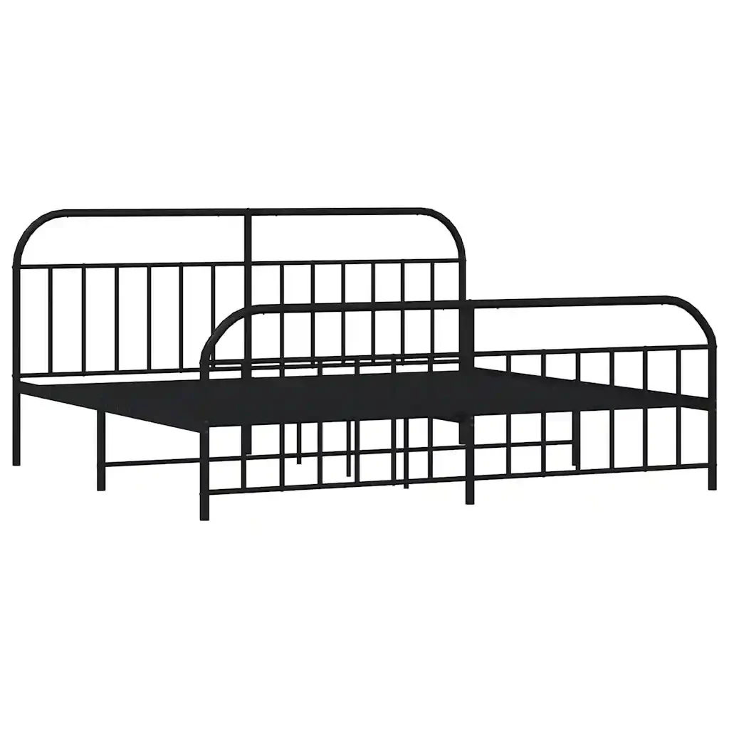 Letto matrimoniale | Letto per adulti | Giroletto con Testiera e Pediera Metallo Nero 193x203 cm - Image 3