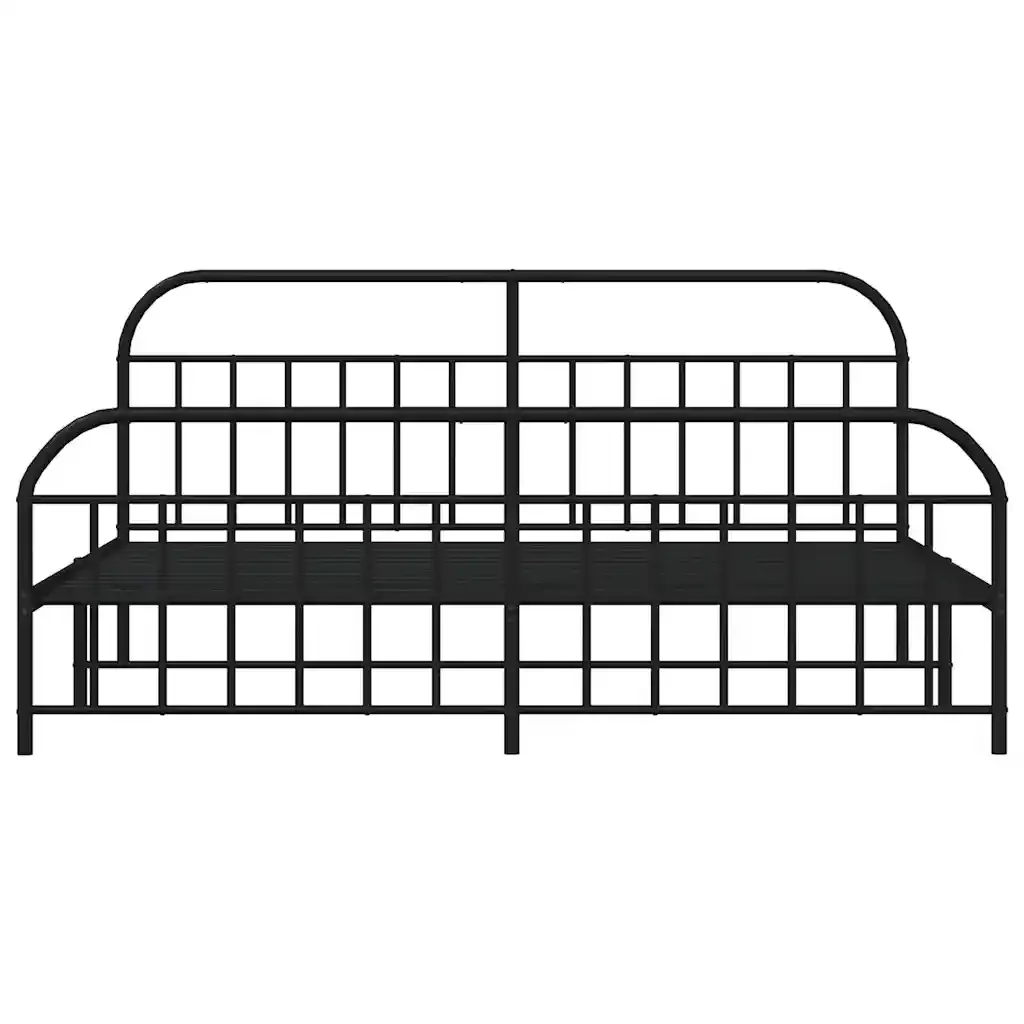 Letto matrimoniale | Letto per adulti | Giroletto con Testiera e Pediera Metallo Nero 193x203 cm - Image 6