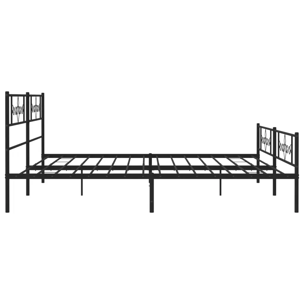 Letto matrimoniale | Letto per adulti | Giroletto con Testiera e Pediera Metallo Nero 200x200 cm - Image 6