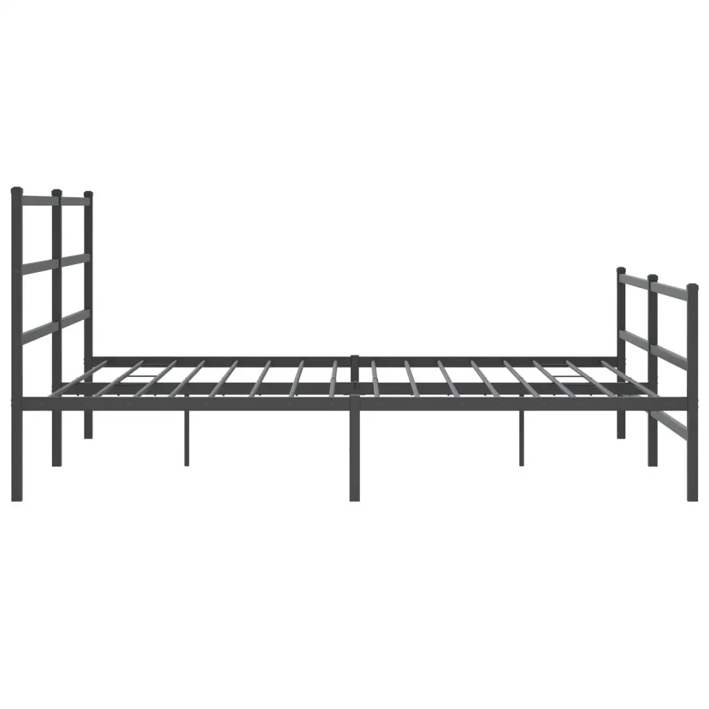 Letto matrimoniale | Letto per adulti | Giroletto con Testiera e Pediera Metallo Nero 200x200 cm - Image 6