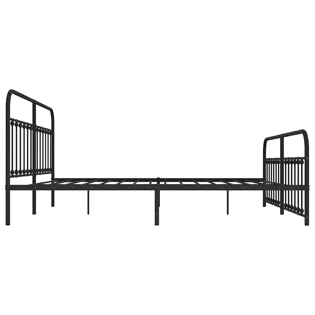 Letto matrimoniale | Letto per adulti | Giroletto con Testiera e Pediera Metallo Nero 200x200 cm - Image 7