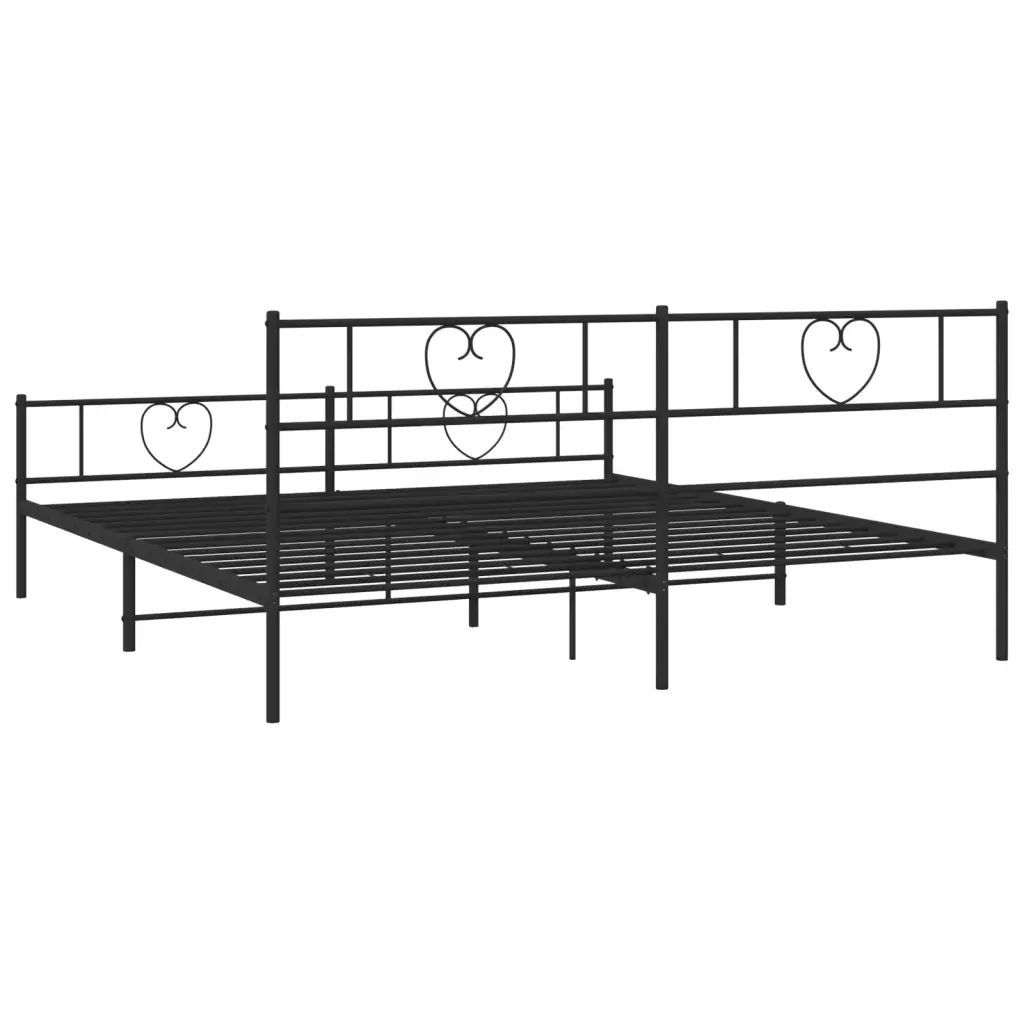 Letto matrimoniale | Letto per adulti | Giroletto con Testiera e Pediera Metallo Nero 200x200 cm - Image 7
