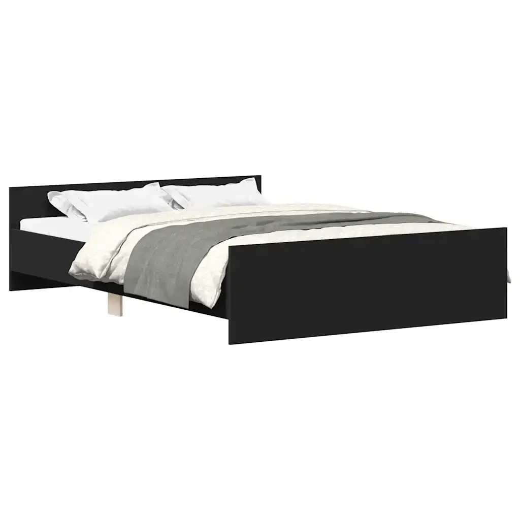 Letto matrimoniale | Letto per adulti | Giroletto con Testiera e Pediera Nero 120x190 cm