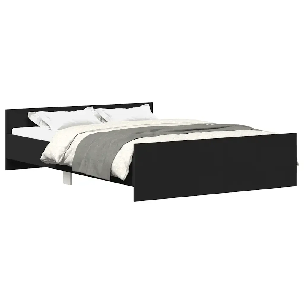 Letto matrimoniale | Letto per adulti | Giroletto con Testiera e Pediera Nero 120x200 cm