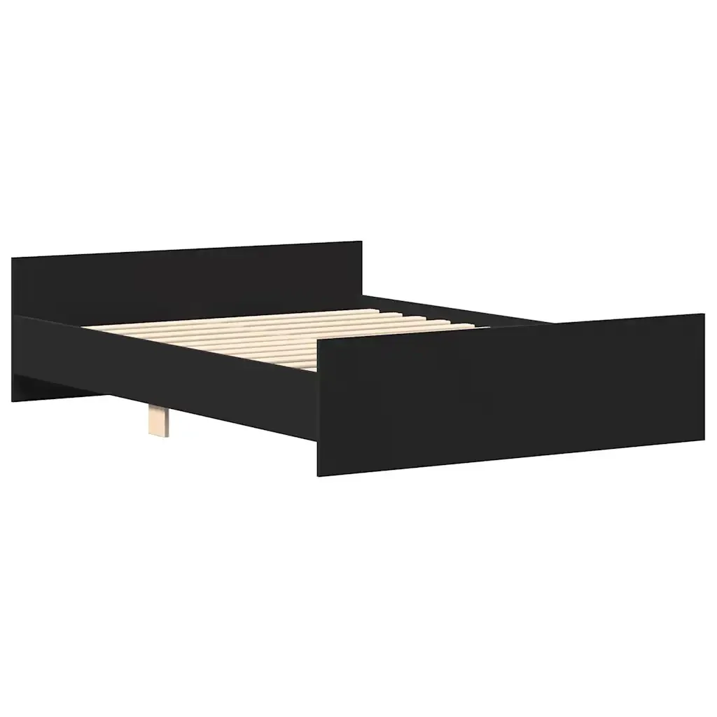 Letto matrimoniale | Letto per adulti | Giroletto con Testiera e Pediera Nero 120x200 cm - Image 4