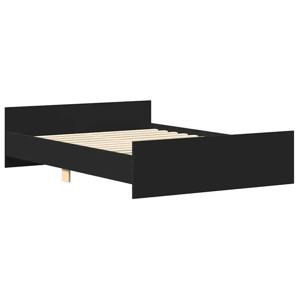 Letto matrimoniale | Letto per adulti | Giroletto con Testiera e Pediera Nero 140x190 cm - Image 4