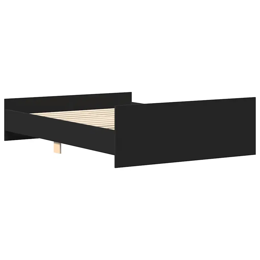 Letto matrimoniale | Letto per adulti | Giroletto con Testiera e Pediera Nero 140x200 cm - Image 6