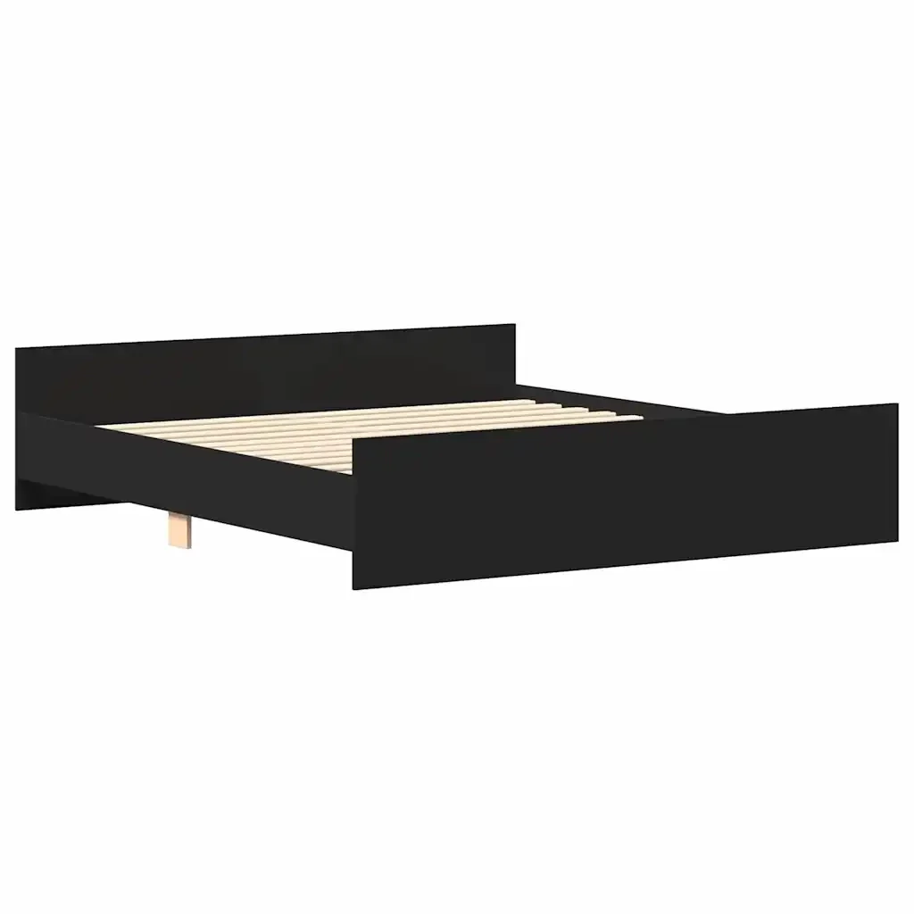 Letto matrimoniale | Letto per adulti | Giroletto con Testiera e Pediera Nero 160x200 cm - Image 4