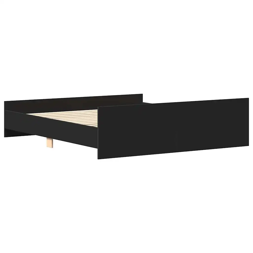 Letto matrimoniale | Letto per adulti | Giroletto con Testiera e Pediera Nero 160x200 cm - Image 6