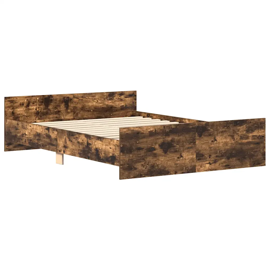 Letto matrimoniale | Letto per adulti | Giroletto con Testiera e Pediera Rovere Fumo 150x200 cm - Image 5