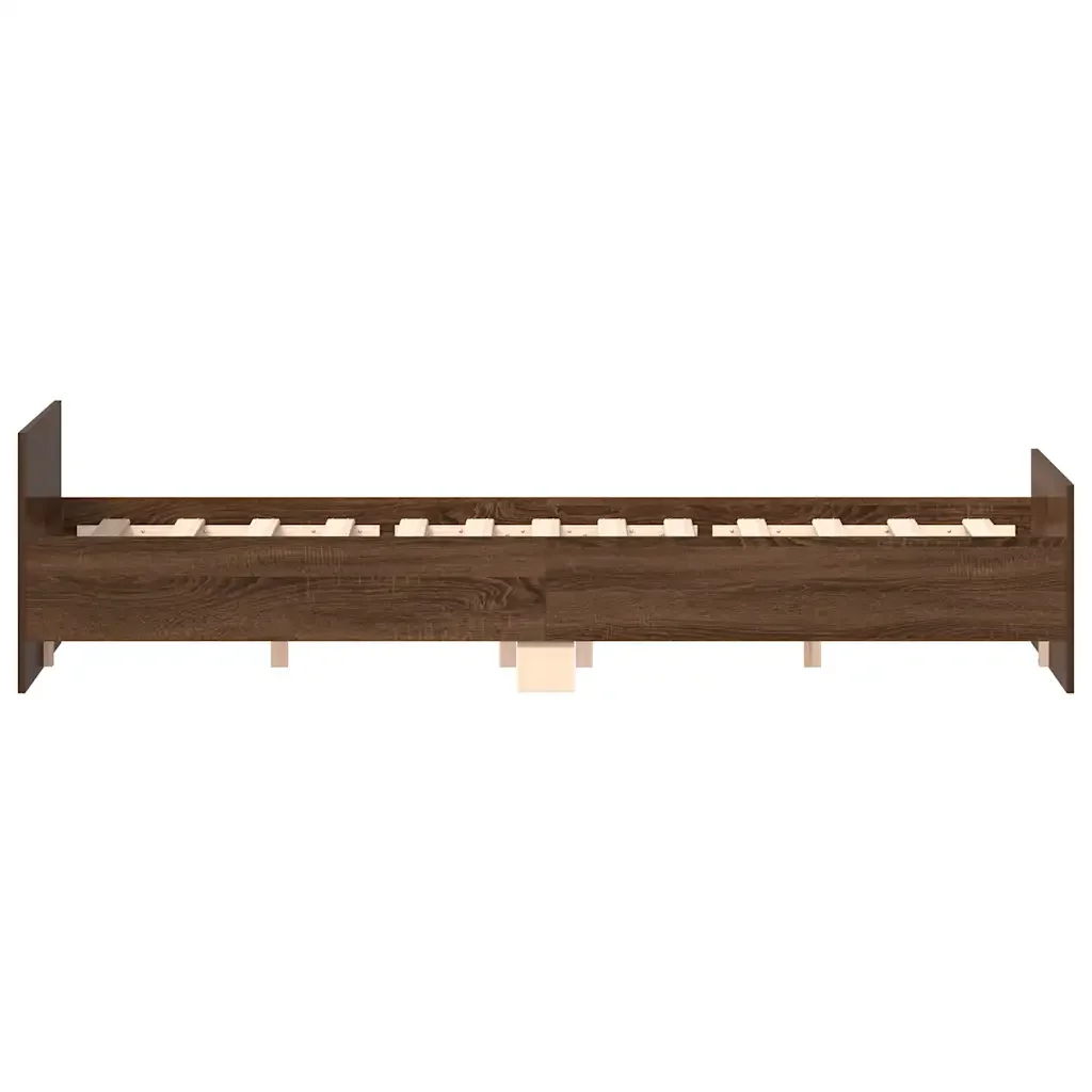 Letto matrimoniale | Letto per adulti | Giroletto con Testiera e Pediera Rovere Marrone 135x190 cm - Image 6