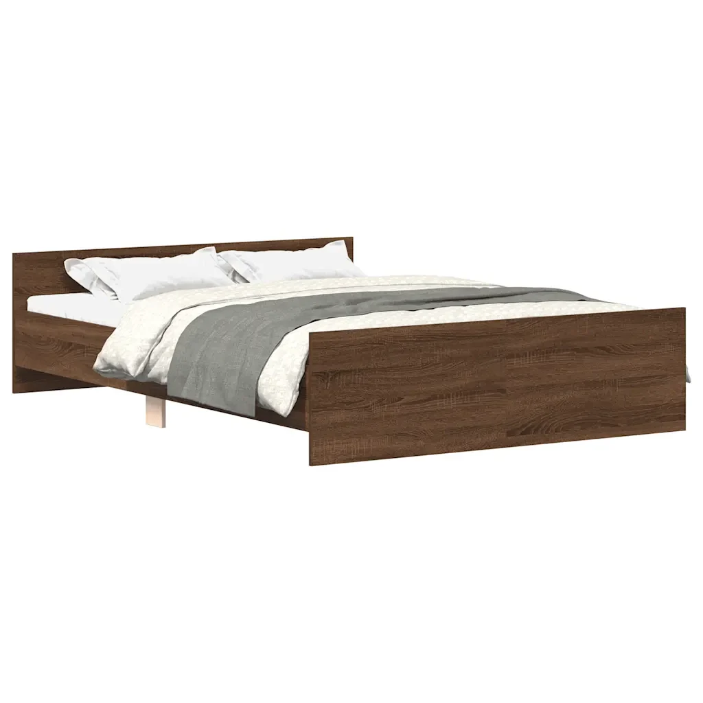 Letto matrimoniale | Letto per adulti | Giroletto con Testiera e Pediera Rovere Marrone 140x190 cm