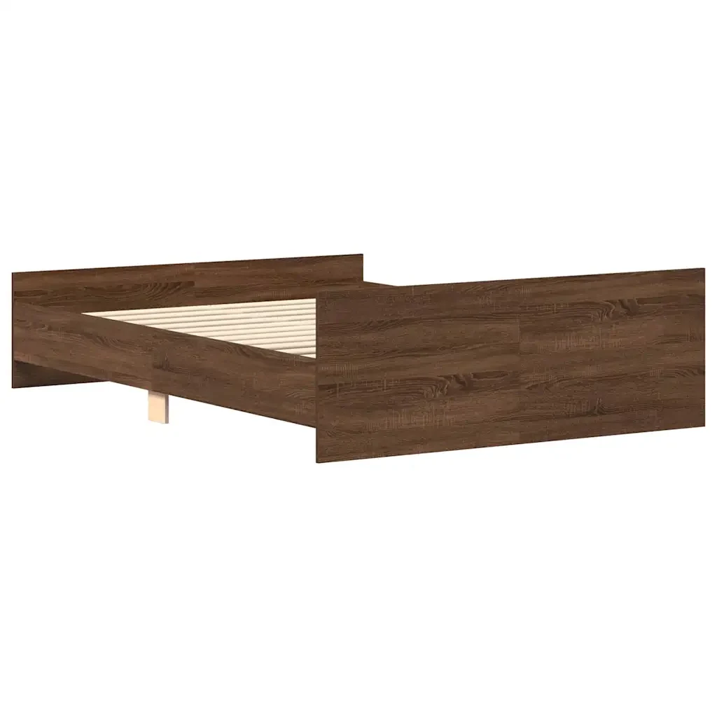 Letto matrimoniale | Letto per adulti | Giroletto con Testiera e Pediera Rovere Marrone 140x190 cm - Image 6